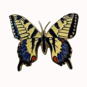 Vintage Wm Spear 1988 Eastern Tiger Swallowtail Enamel Butterfly Pin Brooch Gold